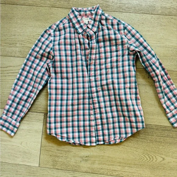 Boys J Crew Crewcuts Gingham Plaid Button-Up Shirt size 10 - Picture 2 of 3
